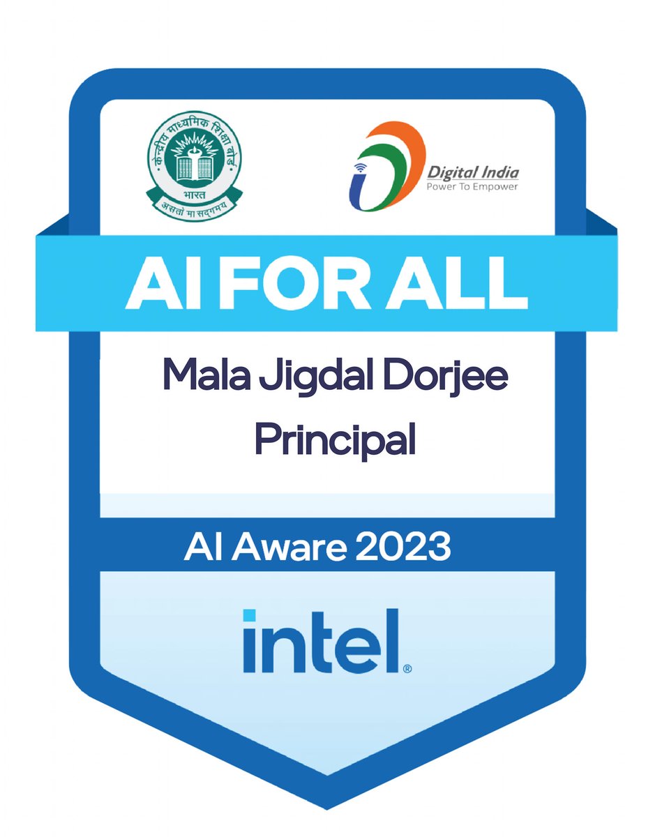 ThakurAnoopSa's tweet photo. All 75 teachers of Modern Hr. Sec School Gangtok Sikkim presented themselves with AI for All Digital Badges and certificates on Teacher's Day. Many Congratulations to Ms. Mala Jigdal Dorjee principal a role model to make her school AI Ready .  @Shwetakhur @salonizz @Ai4Youth https://t.co/vqFtAK0Not