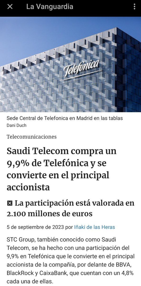 Hay que impedir que una ex empresa pública, líder mundial en telecomunicaciones, pase a control de la dictadura feudal saudí.

Accederá a información estratégica del Estado y personal de la ciudadanía. 

Trabajamos por el control público los sectores estratégicos de la economía.