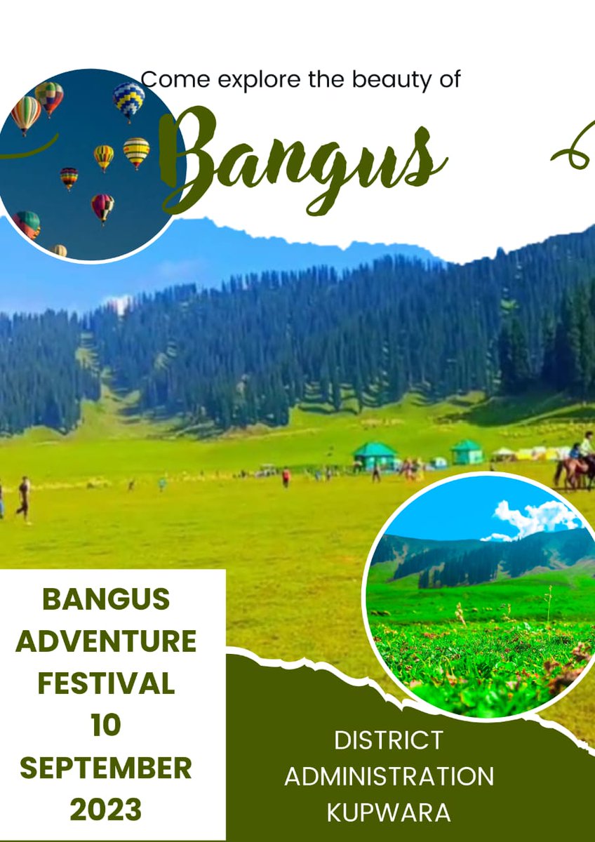 dckupwara's tweet photo. #DekhoApnaDesh
Join us on September 10th for the enchanting #BangusFestival, where nature's beauty meets adventure. Explore the picturesque Bod-Bangus and Lakut-Bangus valleys, camp amid a hundred meadows. 
#EcoTourism
@tourismgoi
@incredibleindia
@OfficeOfLGJandK
@JandKTourism https://t.co/3uitGANzn2