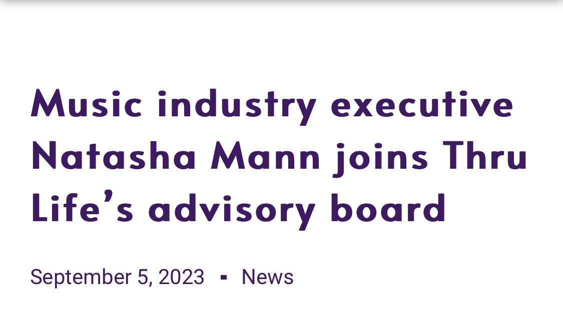 Thru Life is delighted to announce the addition of Natasha Mann, Director of Diversity and Inclusion at Universal Music UK, as an advisory board member as we continue to advance our organization's development. thrulife.uk/2023/09/music-…