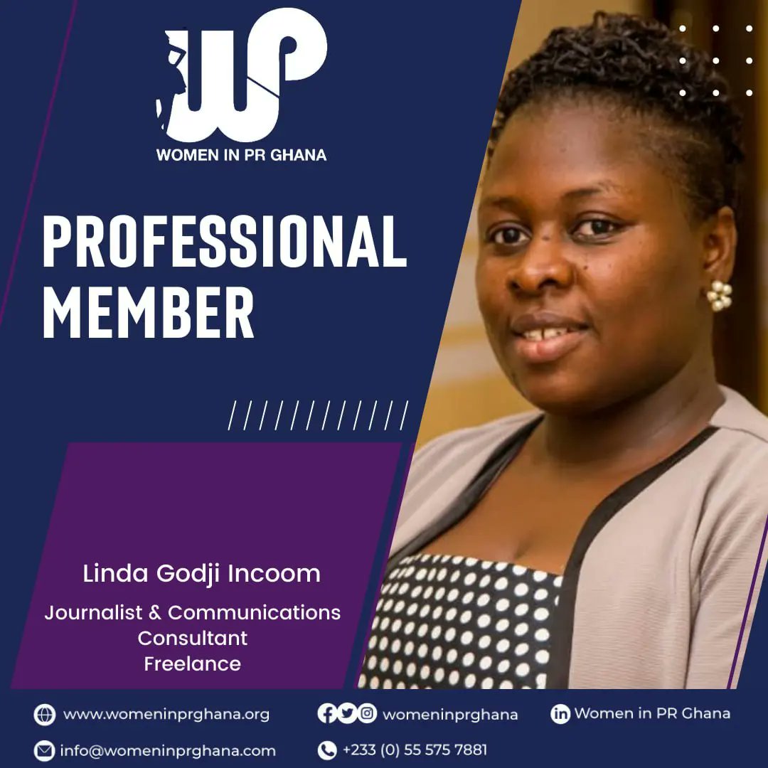 Membership Spotlight! Get to know our members of Women in PR Ghana.

<a href="/AvielBenni/">Aviel Benni Derry</a>
<a href="/Ivyhewardmills/">I</a>
<a href="/AnkuDey65343/">Abigail Ankudey</a>
Linda Godji Incoom 

Visit our website at womeninprghana.org/kyemfere-membe…  and go to our Membership Directory menu to see our members.

#womeninpr 
#womeninprghana 
#iamaprwoman