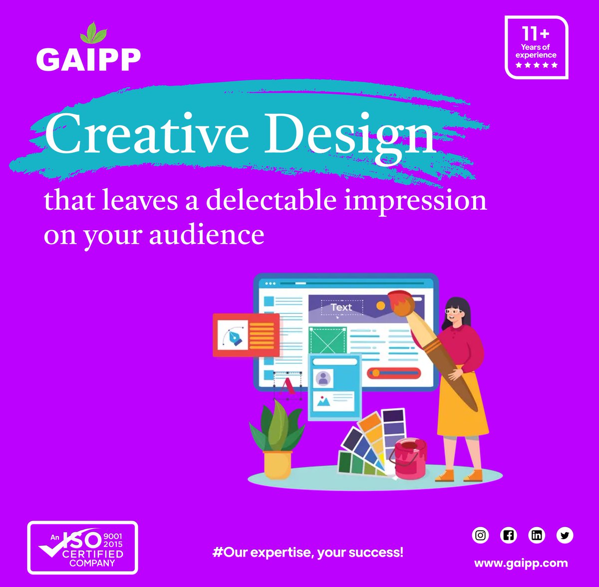 Craft Visual Designs That Leave a Delectable and Lasting Impression on Your Audience

#CreativeDesign #VisualStorytelling #Gaipp #ArtisticExcellence #DesignMatters #GraphicDesign #DesignMagic #BrandAesthetics #UserExperience