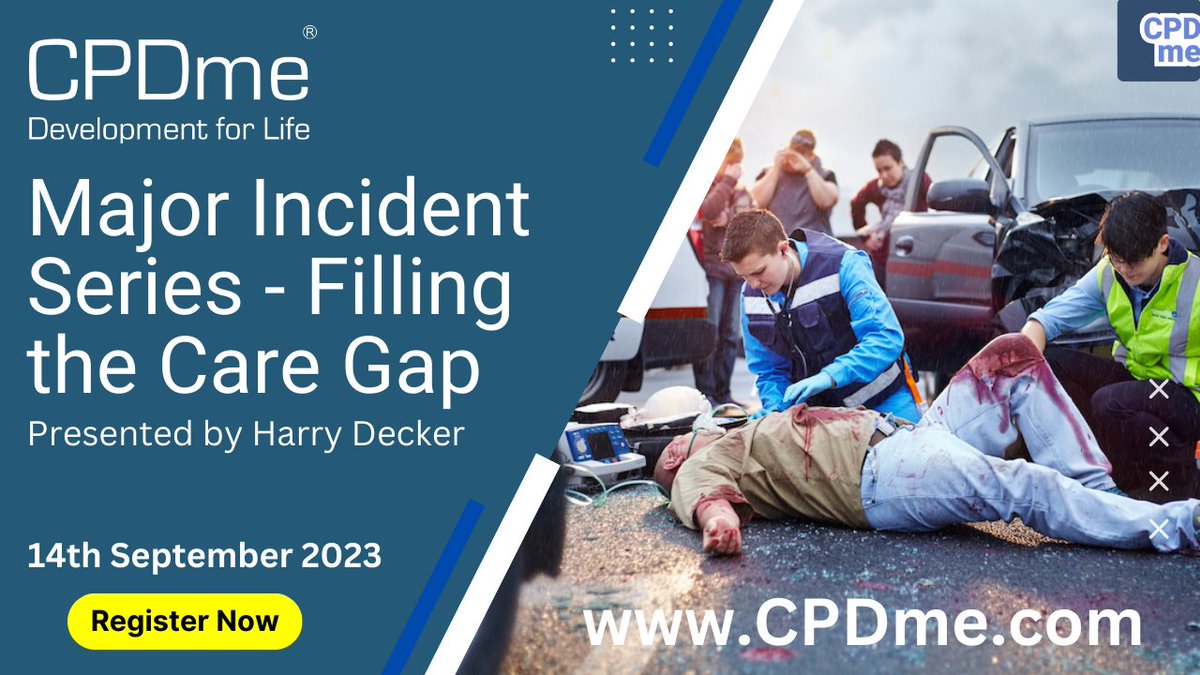 Have you registered for the 3rd CPDme webinar on the 👮 🧑‍🚒 Major Incident Series? 🤔 Join us with <a href="/HarryDecker16/">Harry Decker</a> on the 14th of September at 8 pm (UK time). Download our free app to register: cpdme.com/webinar #MajorIncidents #CPD #Webinar #FREE #BlueLight #HCPC