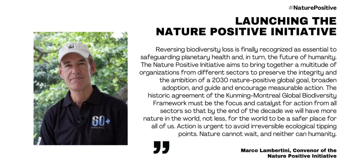 A great partnership of environ.NGOs, sust. business & finance platforms, research institutes, standard setting, IndigenousPeoples & local government organisations to preserve the integrity & support the implementation of global goal #NaturePositive by 2030 naturepositive.org/news