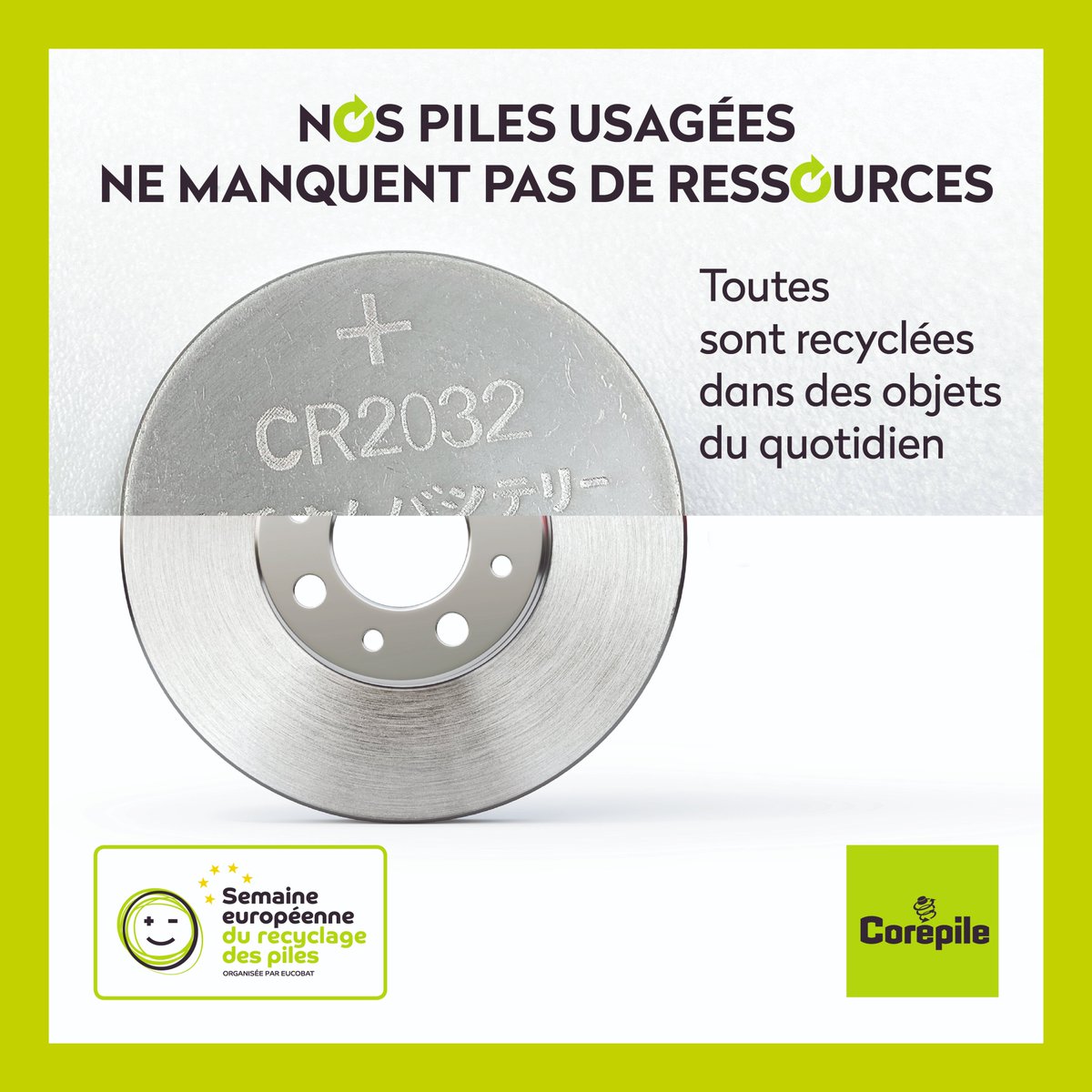 Semaine Européenne du #Recyclage des #Piles
🔋 🔋
De nombreux objets métalliques du quotidien peuvent contenir du métal issu du recyclage d’une pile ou d’une batterie.
Pour en savoir plus, rdv sur youtube.com/watch?v=lMg9EI…
#SERP2023 #Corepile <a href="/EUCOBAT/">EUCOBAT</a>