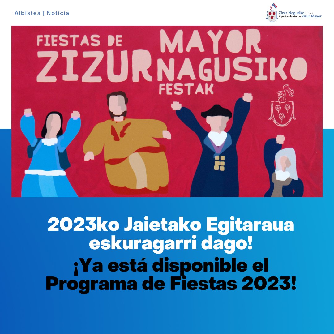 😜 ¡Queda una semana para fiestas y ya puedes consultar el programa! Échale un vistazo, está lleno de actividades para todos los y las zizurtarras.

‼️ ¡Ya no queda nada!
🔗 tinyurl.com/2wuembpk