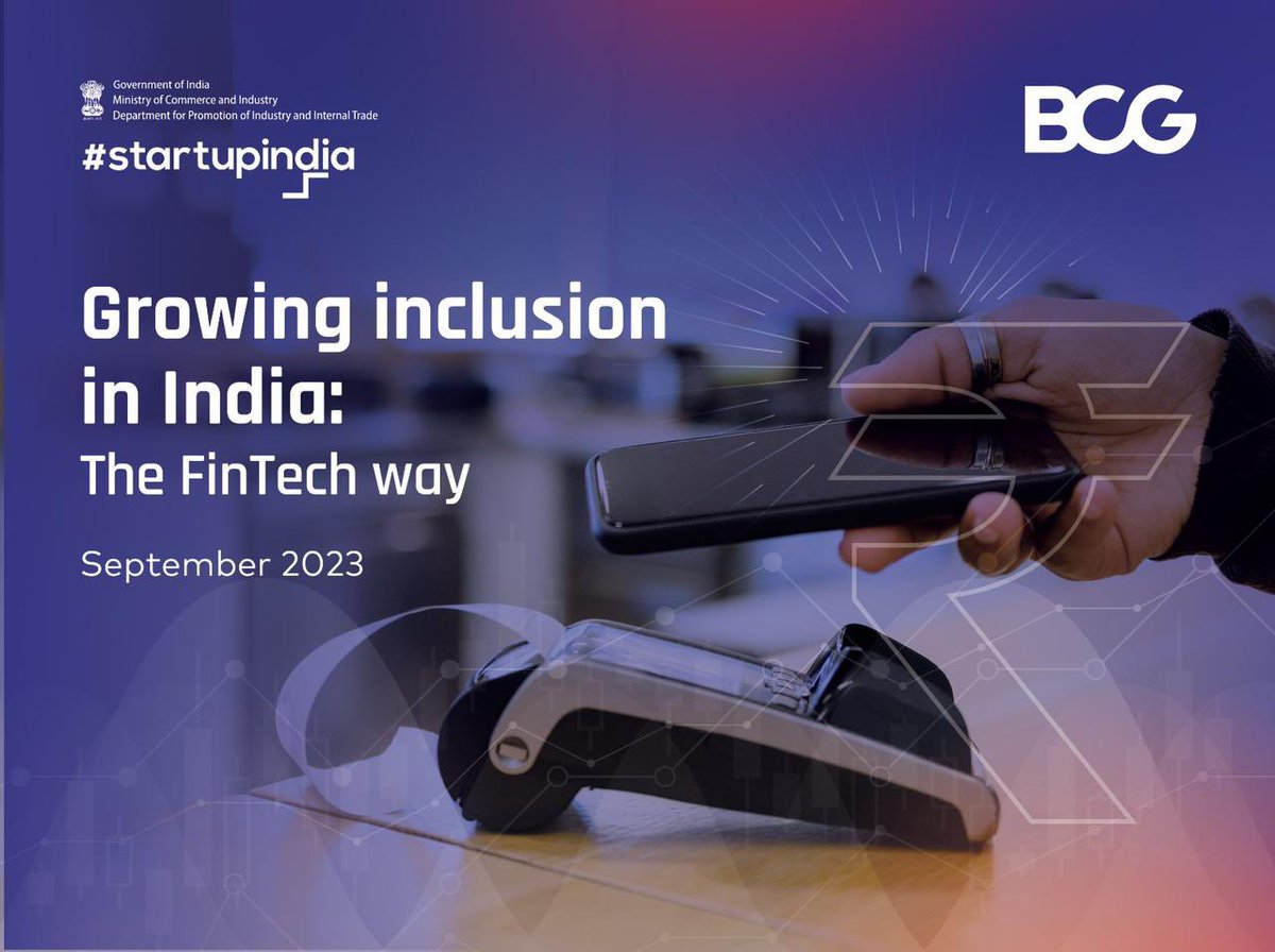 PiyushGoyal's tweet photo. Read this insightful report by @StartupIndia on ‘Growing Inclusion in India: The Fintech Way'.

It provides key insights on the potential of fintechs in promoting inclusion &amp; contributing to the growth story of 🇮🇳.

📖 https://t.co/zCpnICrJwq https://t.co/QXYMPQdImG