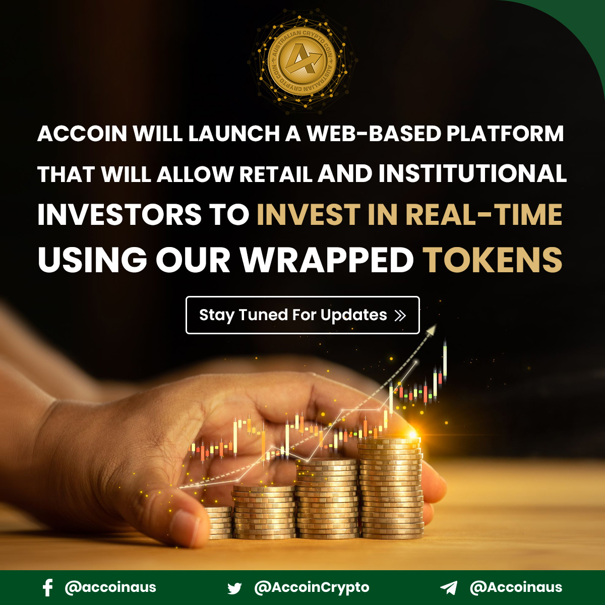 AccoinCrypto's tweet photo. #ACCoin will launch a web-based platform that will allow retail &amp; institutional #investors to #invest in real-time using our #wrapped tokens

Stay Tuned For Updates
https://t.co/UrxjhwCcB0

#cryptotokens #tokenwrapping #crypto #binance #Cryptocurrency #wrappedtoken #Tokenisation https://t.co/MtPDrKHPcn