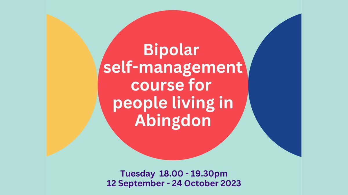 BipolarUK's tweet photo. Do you live in or around Abingdon? Would you like to learn proven self-management techniques for bipolar? Sign up for our free 7-week online course here >> https://t.co/dB4Hfgem8b https://t.co/gQh4J9fnQc