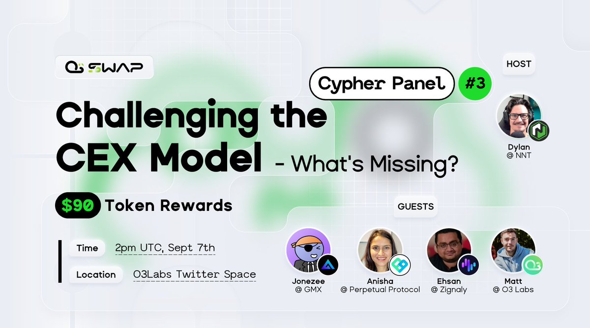 OMOSwapX's tweet image. 💟For this week's #Cypher #Panel we've invited @GMX_IO  @perpprotocol and @zignaly to share their respective protocols' visions with us! 
💟The topic is: Challenging the CEX Model- What's Missing?
💟 @GrabowskiDylan  from @NEOnewstoday  will be the host! 👏
Welcome listeners from…