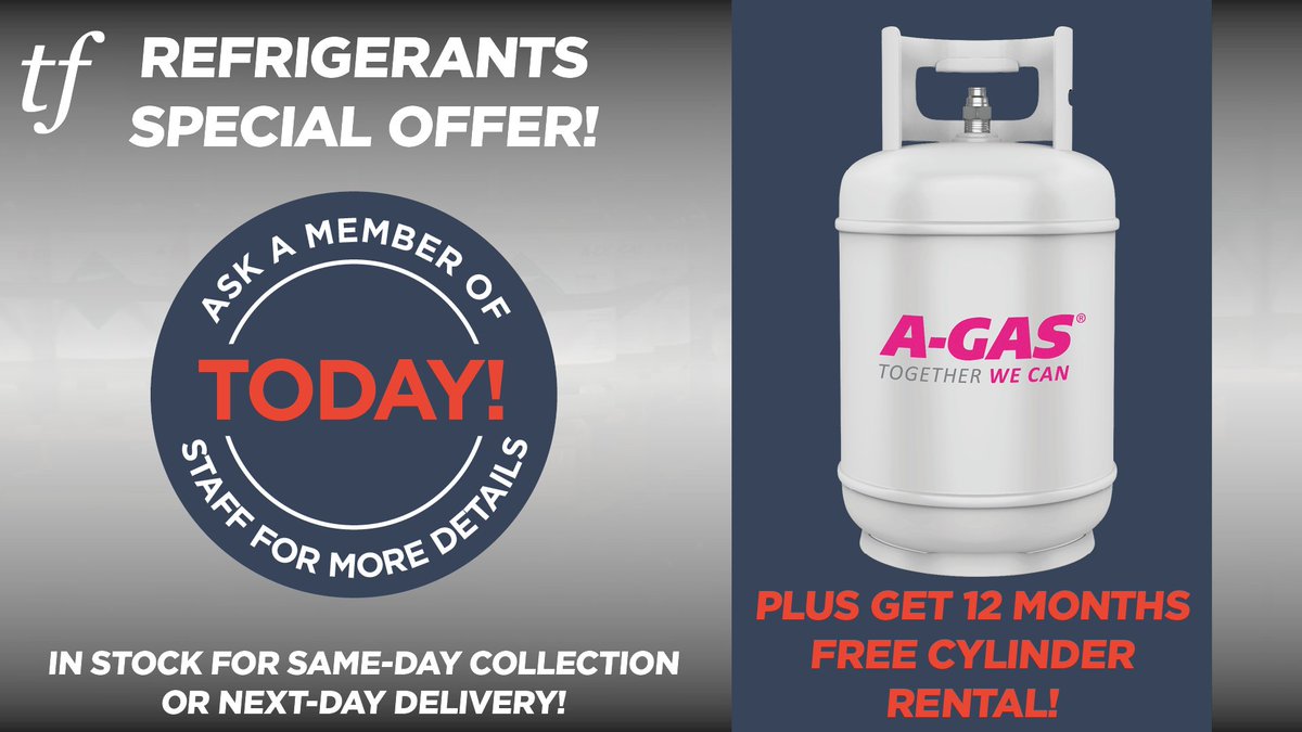 Did I hear you right? 👂 

12 months free cylinder rental just for buying refrigerant gas at excellent prices with TF Solutions?... Absolutely! 👍 👏

Ask a member of staff in your nearest branch for more details today ➡️ bit.ly/463ZIh7