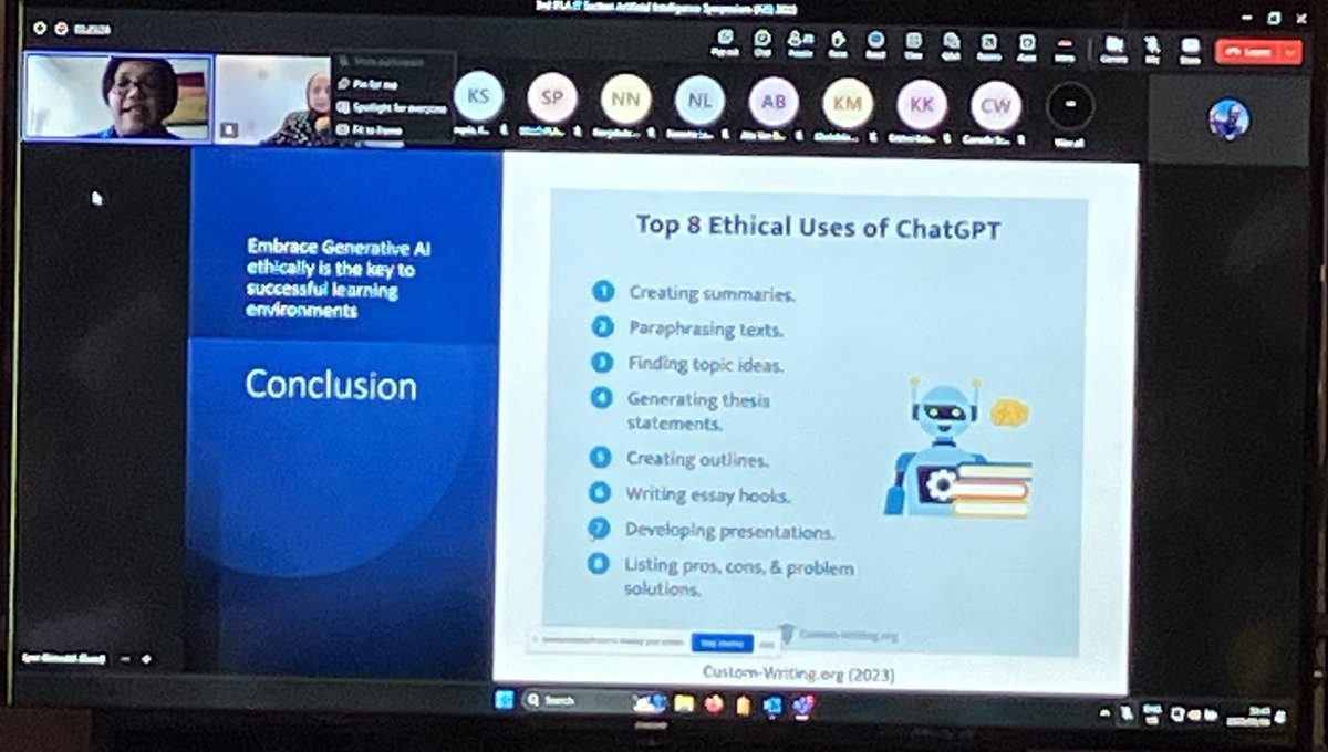 <a href="/LynnKleinveldt/">LYNN</a> shares 8 ethical uses of chatgpt to improve learning outcomes <a href="/IFLA/">IFLA</a> AI symposium
