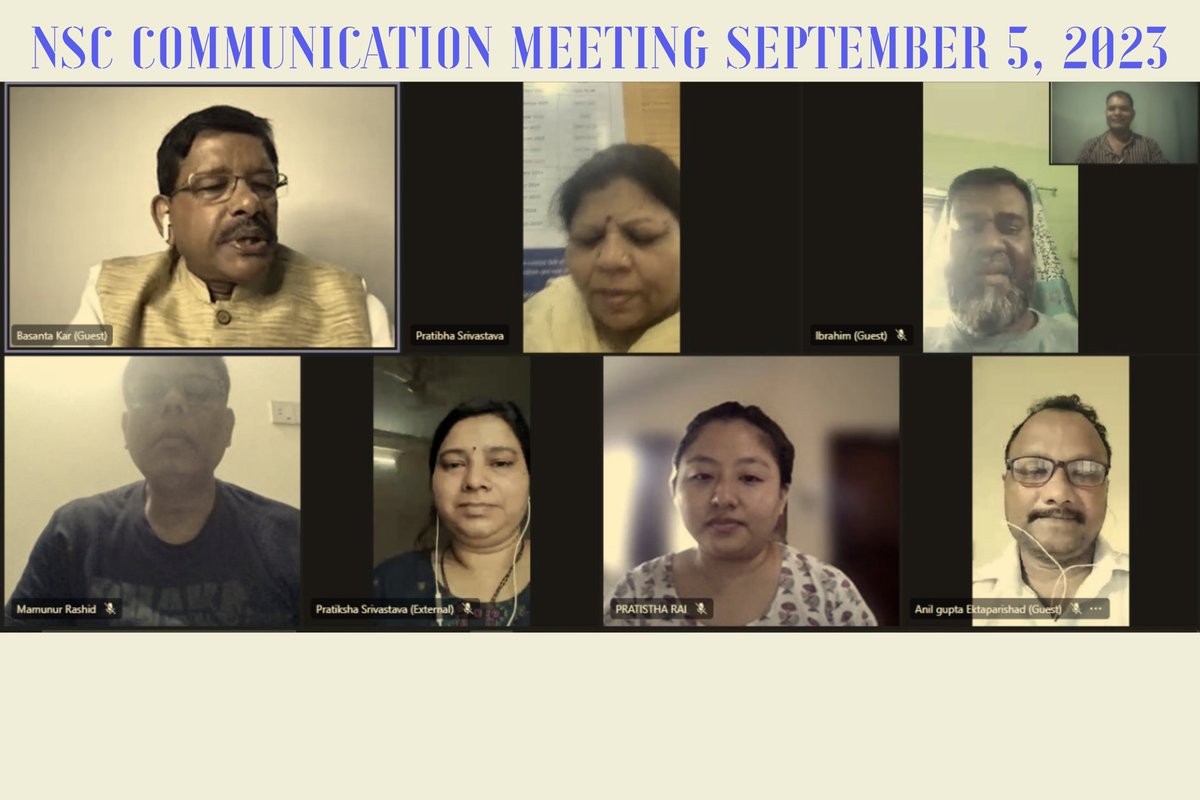 nutriSmartcomm's tweet photo. Glimpses of virtual meeting among @WHHBangladesh,
@WHH_India,
@WHH_Nepal, @FIVDB, Mahatma Gandhi Seva Ashram &amp;
@vikassamvad
on the dissemination of knowledge products for
@nutriSmartcomm.  It was headed by
@basantak
&amp; Mrs. Pratibha Srivastava 
#SayNoToHunger #NutritionMonth2023 https://t.co/Rehj0bauvm