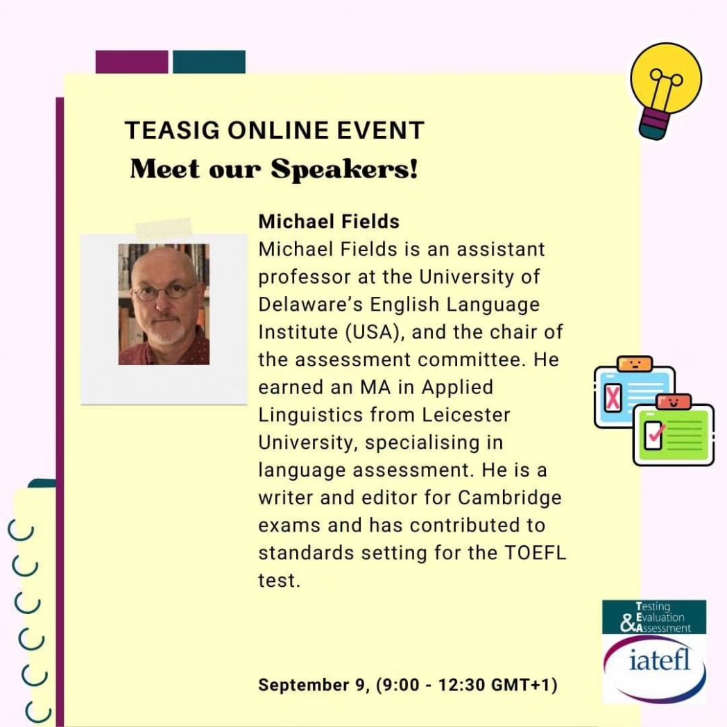 iatefl_teasig's tweet photo. Join our #TEASIG online event this Saturday 9/9 Click to register 👉https://t.co/MF3sGgaFn0. @iatefl https://t.co/ugyncvDiEx
