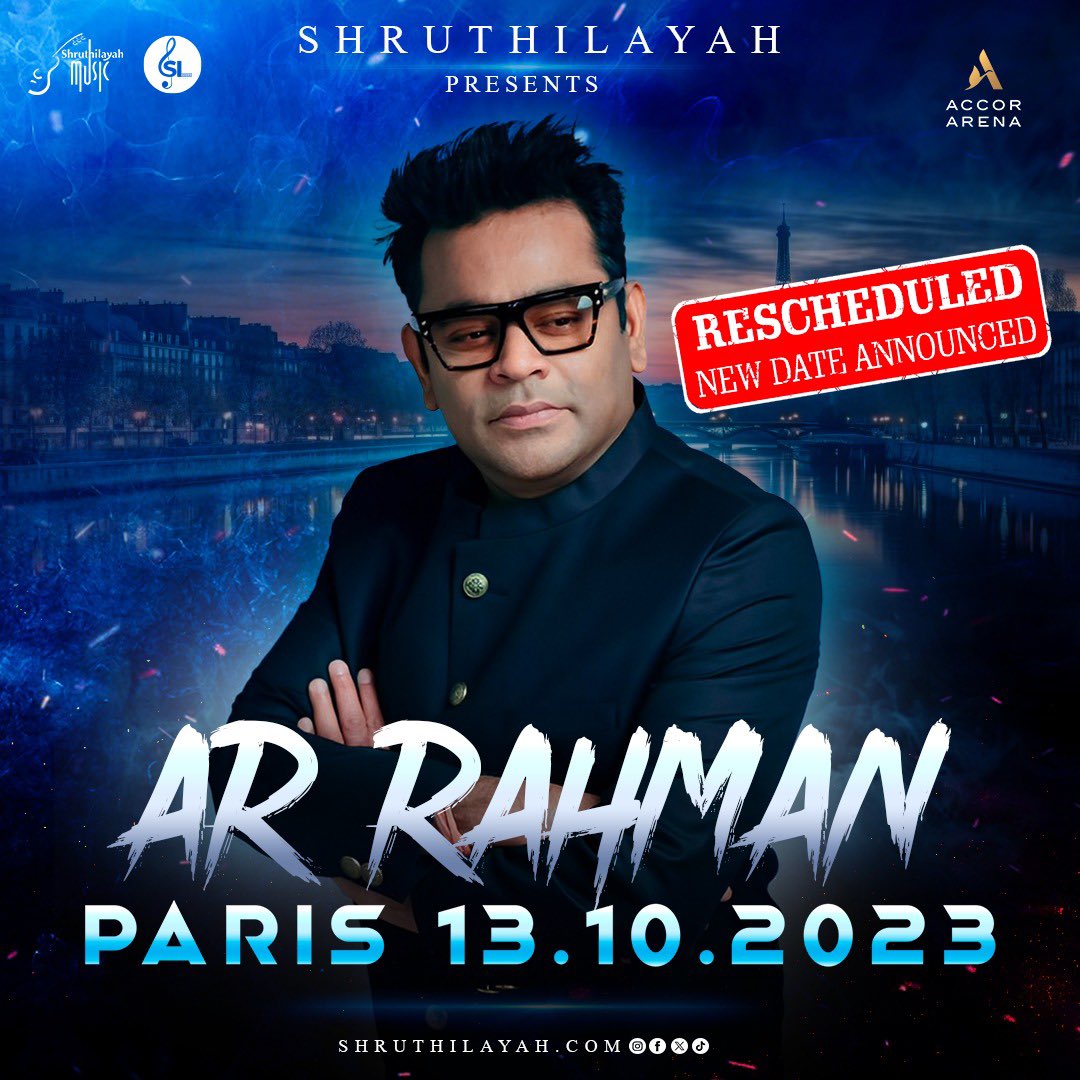 Shruthilayah's tweet photo. #ARRahman #ARR #arrparis2023🇫🇷 #ARRLiveinParis #Rahmania 
#ARRahmanLive #Rahmanism #arrliveconcert #liveconcert #music #france #30YearsofRahman #tamil #Shruthilayah #SLStudio #SLIRproduction#arrahmanmusical #arrahmanmusic #arrahman_360 #arrahmansongs #arrahmanlive2023 https://t.co/ujm46pvSCN