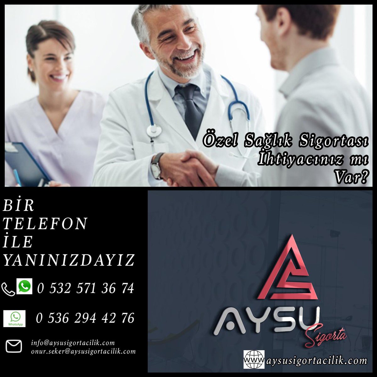 Sigorata ihtiyaç halinde 7 gün 24 saat yanınızda Aysu Sigorta