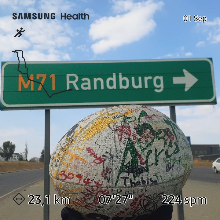 TheoBosoga's tweet photo. Sending Messages of Support to the Springboks. All Signatures and messages are collected while running.

Go Bokke! 💚💛 https://t.co/bRBFG4Xl36