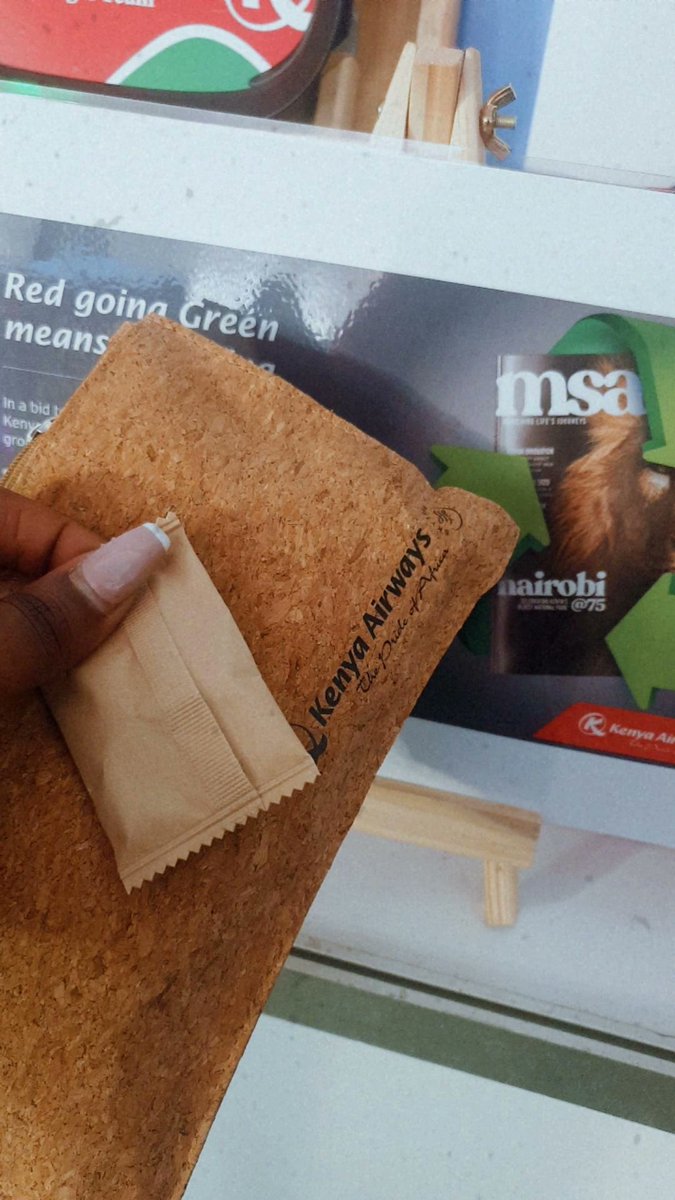 SherylMboya's tweet photo. @KenyaAirways has been a pioneer airline in greening the aviation industry; one of the biggest environmental polluters. These bags offered to passengers are made from recycled wine corks. Pass by the ACS exhibition stand to learn on the ways "Red is going green"

@KQSupport https://t.co/HJ1Tn2P2C2