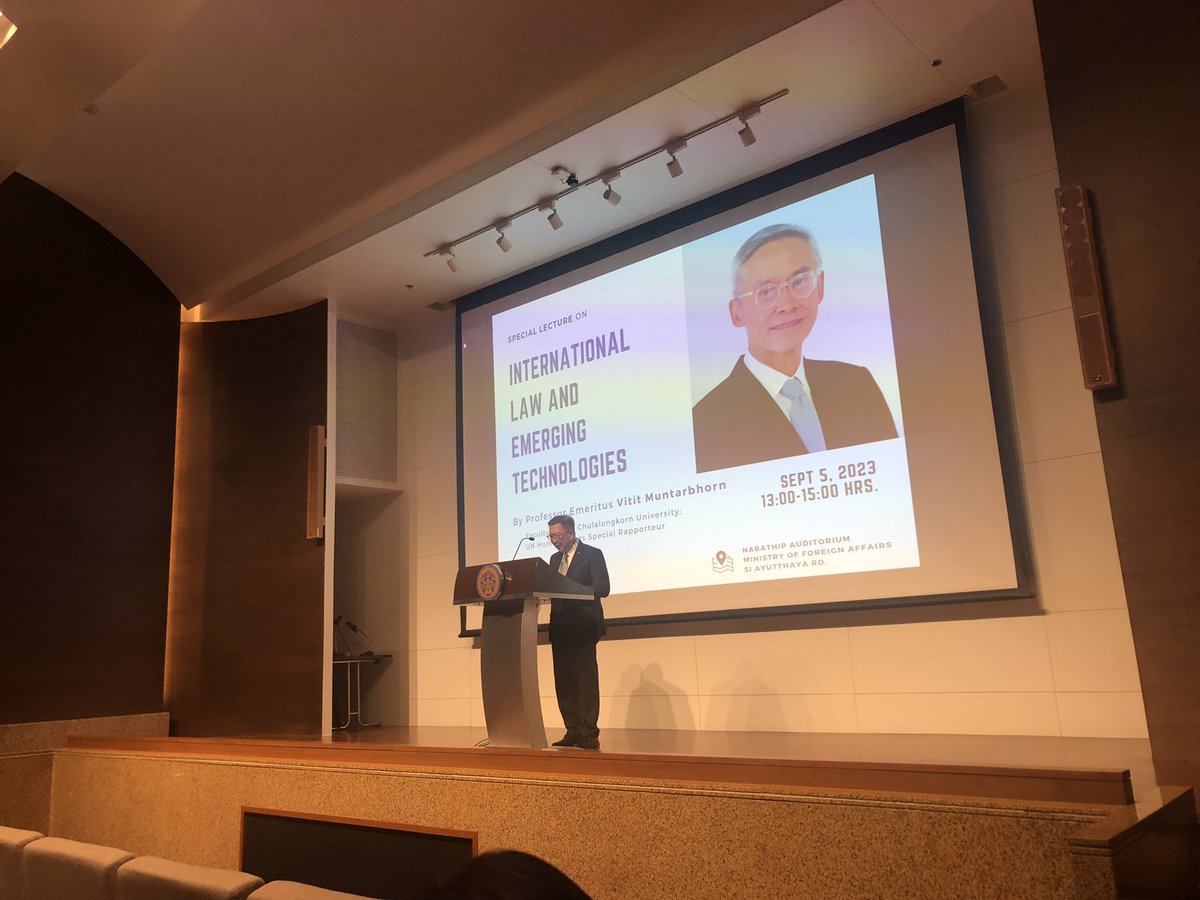 Ambassador of Ireland in Thailand (@ieambthailand) on Twitter photo was honoured to meet Prof. Vitit Muntarbhorn, International Law expert at @chulalongkornU, and attend his special lecture on Emerging Tech and Intl Law hosted by the ISC at <a href="/MFAThai/">กระทรวงการต่างประเทศ | MFA of Thailand</a>. Really important and interesting issues highlighted. was honoured to meet Prof. Vitit Muntarbhorn, International Law expert at @chulalongkornU, and attend his special lecture on Emerging Tech and Intl Law hosted by the ISC at <a href="/MFAThai/">กระทรวงการต่างประเทศ | MFA of Thailand</a>. Really important and interesting issues highlighted.