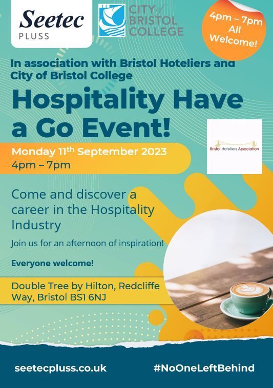 On the 11th of September, we will be attending the 'Hospitality Have a Go Event' at DoubleTree by Hilton in Redcliffe. This event is hosted by Seetec Pluss and City of Bristol College. 😄😃

Make sure you come and say hi! 👋

 #HospitalityEvent #AerospaceBristol #Aramark