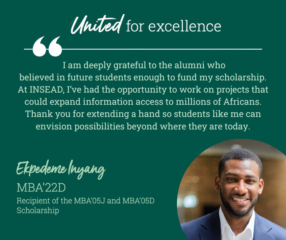 INSEADAlumni's tweet photo. #INSEADAlumni Ekpedeme Inyang MBA'22D shares how grateful he is to the MBA'05J and MBA'05D classes who funded the scholarship that allowed him to study at @INSEAD.
https://t.co/PVWXAe6GU2
#INSEADforGood https://t.co/zXLgIzSBP8