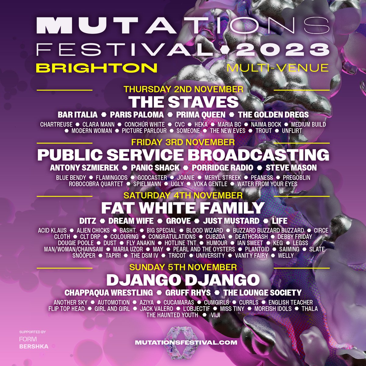 Excited to confirm that I will be performing at Brighton’s @mutationsfest 2023 this November alongside some incredible acts across a huge line-up. Tickets on-sale Friday 10am at mutationsfestival.com #stevemason #betaband #brighton #mutationsfestival