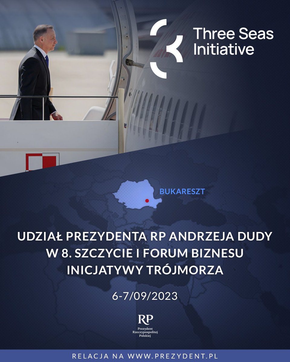 prezydentplarch's tweet photo. 🔴 Prezydent @AndrzejDuda udaje się do Bukaresztu, gdzie weźmie udział w szczycie Inicjatywy Trójmorza. 

Program prasowy: https://t.co/yv1lVCGyP8 https://t.co/uyEPWTKSYv