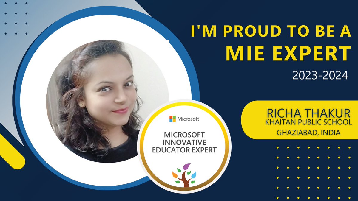 This year will be So Proud and excited  to be selected as an MIE Expert for 2023-2024🌼💫🎉🎊 Thrice in a row.. #MicrosoftEdu #MIEExpert