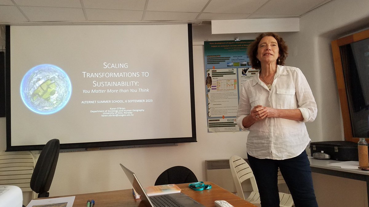 Scaling transformations to sustainability: Karen O'Brien speaks for the first time at #AlternetSummerSchool. 🌍