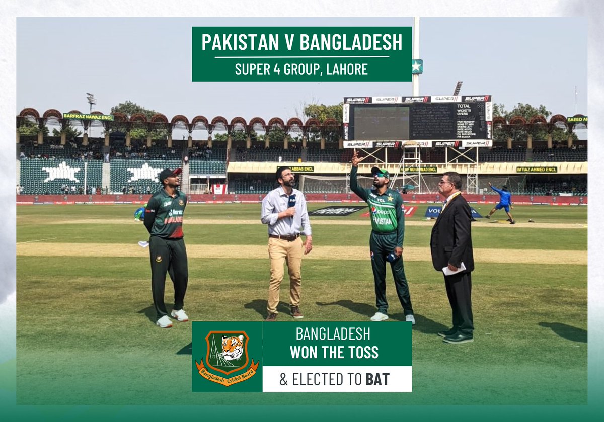 SportsExprress's tweet photo. 🚨 𝗧 𝗢 𝗦 𝗦  𝗔 𝗟 𝗘 𝗥 𝗧 🚨

Bangladesh win the toss and elect to bat first 🏏

#PAKvBAN | #AsiaCup23 | #BackTheBoysInGreen | #PakistanCricket | #BCB https://t.co/fTGw1BHhw6