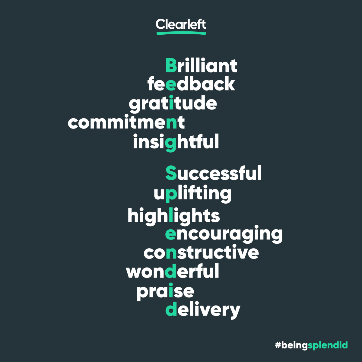 clearleft's tweet photo. Just some of the words from our #beingsplendid Slack channel we've used whenever we've thought that someone else is being, well, splendid.
Read more about our Slack channel in this month's newsletter 'Slacking Off' here - https://t.co/j6ldPC7Esx
#slackcommunity #slackingoff https://t.co/jQHRi2bv6X