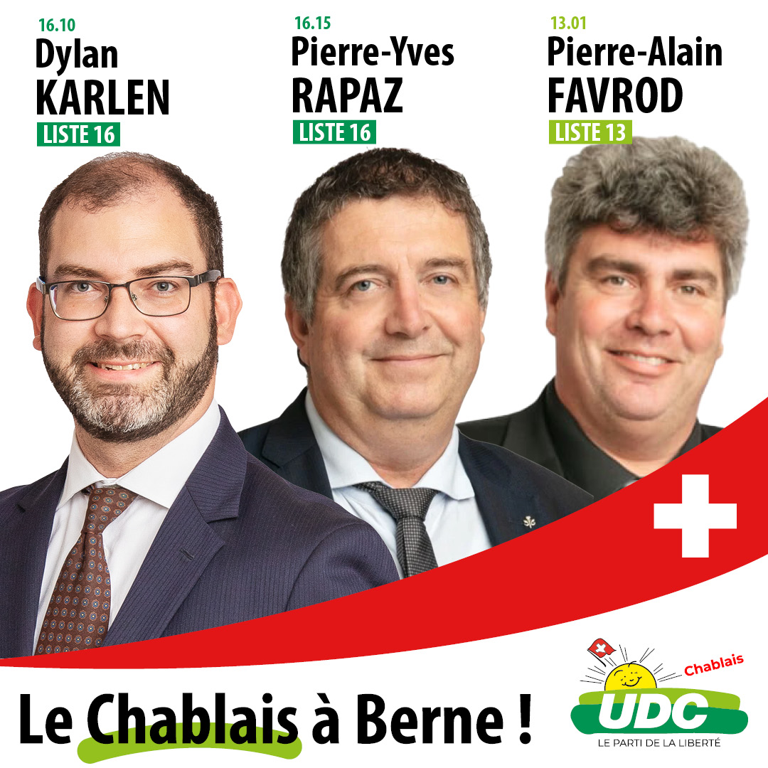 UDCChablais's tweet photo. Le  Chablais a besoin d'être représenté à Berne ! Pourquoi dès lors ne pas  élire un UDC ? Joindre l'utile au nécessaire ! Votez la liste 16 UDC ou  la liste 13 UDC Liberté et mobilité !
#EF2023 #EF23 #UDC #Chablais https://t.co/ShrKE50MWL