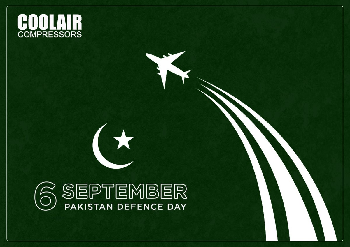 coolairpk's tweet photo. On this Defence Day!🌟A big salute to our soldiers for their endless services for our nation.
Let's stand together for a prosperous Pakistan!
Pakistan Zindabad!
#coolaircompressors #6September #DefenceDay #SaluteToHeroes #ProsperPakistan #PakistanZindabad #OneNation https://t.co/1VTmAf8MTC