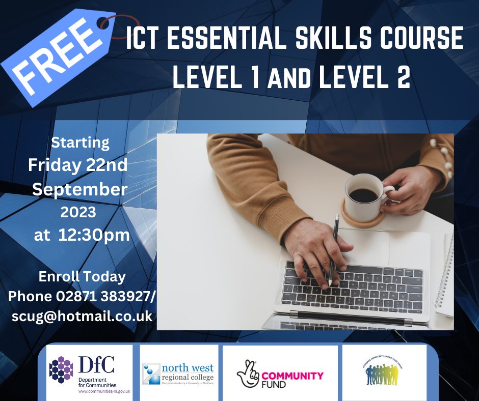 ❗❗Free ICT Level 1 and 2 Essential Skills offered in Strabane ❗❗

@TNLComFundNI
@mynwrc 
@CommunityNwrc 

#essentialskills #strabane #community #scug #free #courses #ict #computer #growth #development