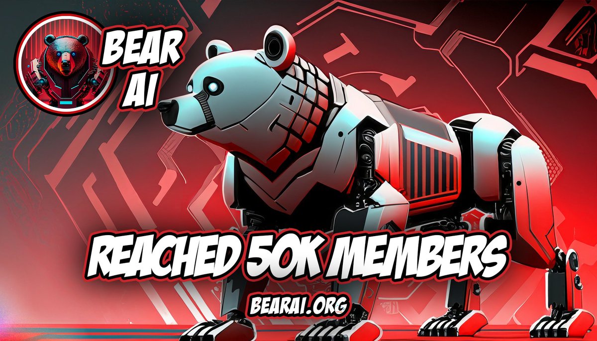 BearAiOfficial's tweet photo. Bear AI has reached an incredible milestone of 50K+ community members! 🎉
Big things are on the horizon as we strive to create the best community ever.
Join us on this exciting journey!🌟
Learn more at: https://t.co/6YNHNGBUcV | https://t.co/BRFHBuwOXI📣
#BearAI #Crypto #Bear https://t.co/NOeUpl6UEI