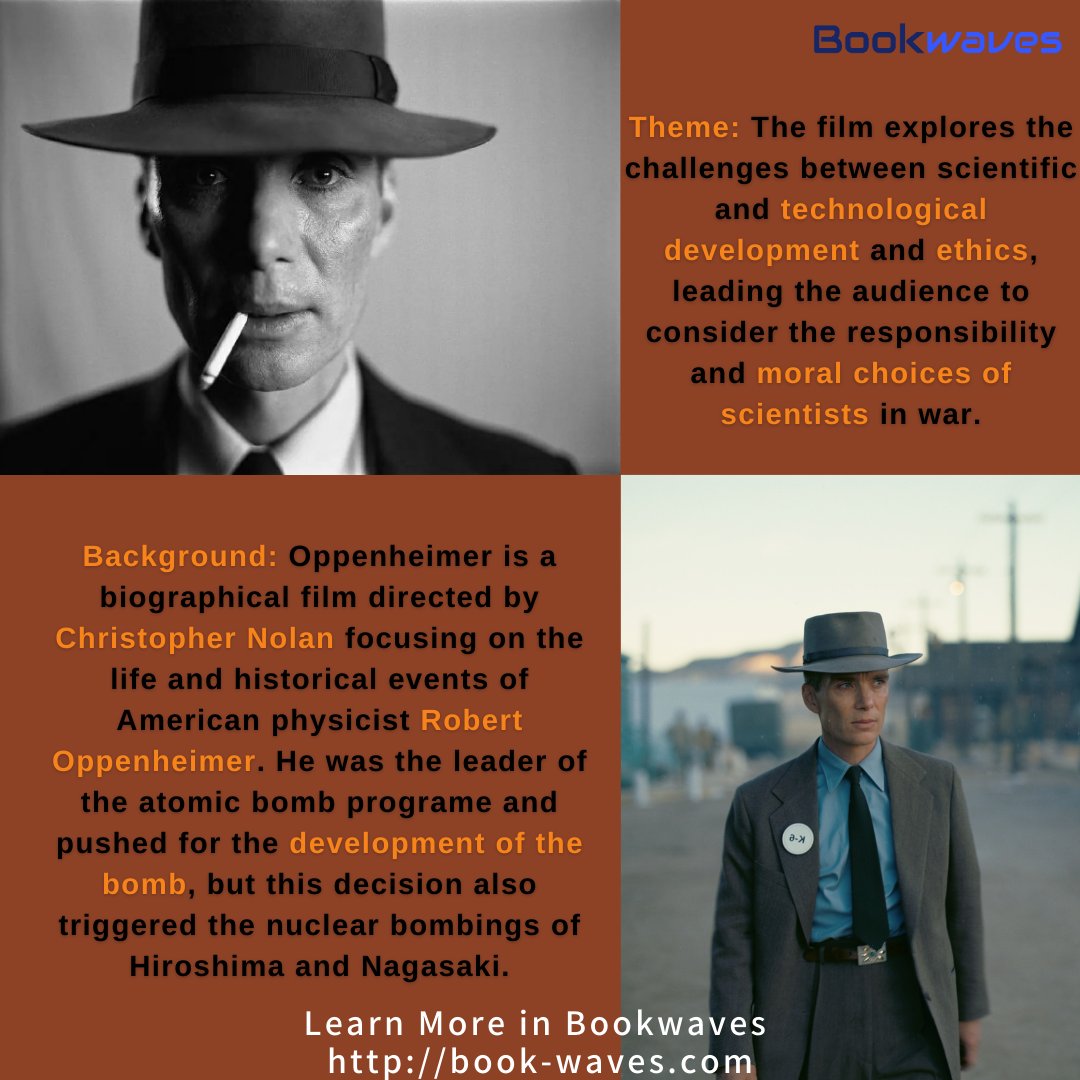 Bookwaves_app's tweet photo. 🤔 Exploring the Ethical Dilemmas of Science and History in Oppenheimer📚
🎬 Excited to dive into Oppenheimer, a thought-provoking biographical film directed by Christopher Nolan. 🔬🎥
#Bookwaves #audiobook #Oppenheimer #ScienceAndEthics #HistoricalResponsibility https://t.co/ib07M2PtO4