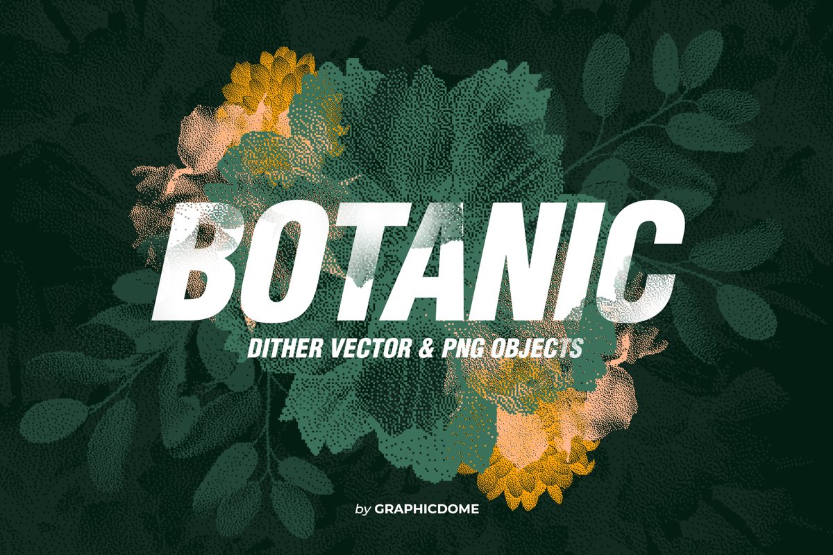 Graphicdome's tweet image. Check out new work on my @Behance profile: "70 Botanic Dither Vector &amp;amp; PNG" be.net/gallery/179354…