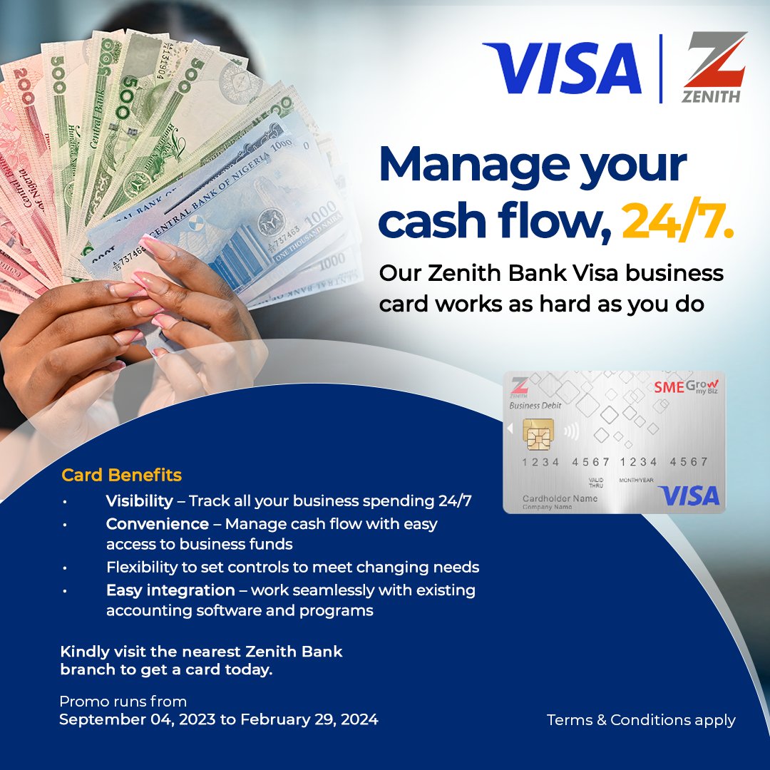 Earn 10% cashback when you perform a minimum of 5 transactions with your Zenith Bank Visa Business Card monthly.
#ZenithBank #Visa #Promos #VisaPromo #BusinessCard #Wednesday #Rewards #Cashbackrewards.