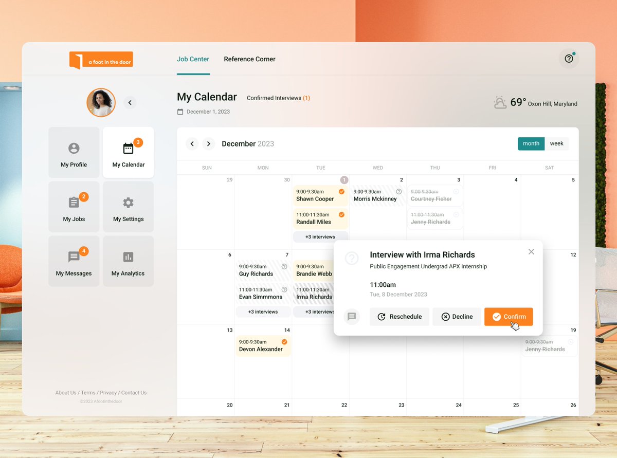Another glance at our current design project. A clean and intuitive dashboard/calendar design for the Job Search Website.

dribbble.com/shots/22479774…

#Webdesign #UI #uxdesign  #schedule #dashboard #calendar #meeting #websitedesign #graphicdesign #branding #interface #jobsearch