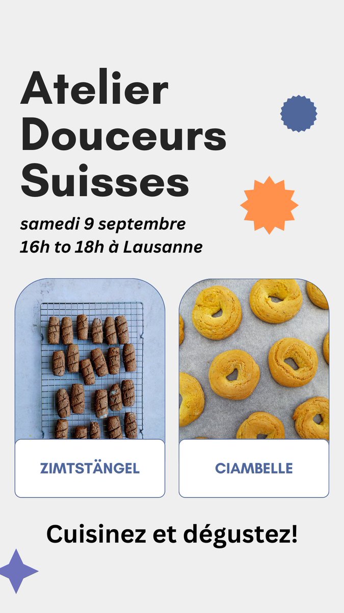 ATELIER DOUCEURS SUISSES avec moi. Samedi 9 septembre à Lausanne, 16h00-18h00. Il reste quelques places! S'inscrire: lausanneatable.ch/evenement/un-a…