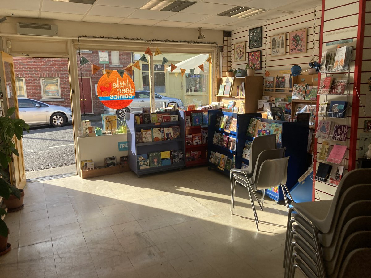 littledeercmx's tweet photo. Putting the shop back together after a lovely event with the Pay Attention Collective yesterday evening! 

Please consider Little Deer for your (tiny) events! We have 18 chairs, can fit more standing and have 2 folding tables and it’s €50 for an after hours event! https://t.co/xgWMeAYBYG