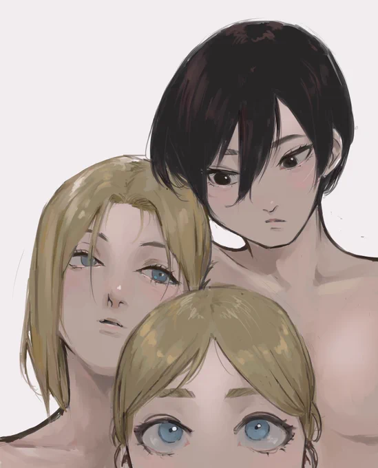 #進撃の巨人 #AttackOnTitan #イラスト #Fanart ミカサ&amp;アニ&amp;ヒストリア 