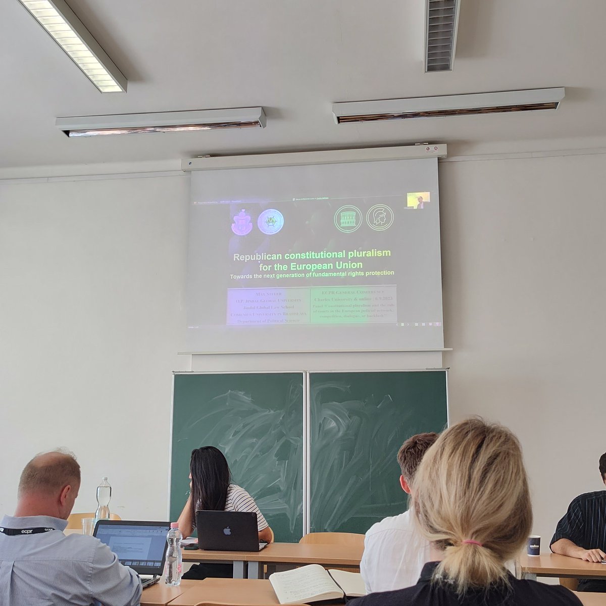 ThisIsNickH's tweet photo. Day 3: Fantastic panel @ECPR  by @ecpr_law_courts :  Constitutional pluralism and the role of courts in the European judicial network chaired w/@StefanThierse
and @Vi_Passalacqua Presenters:
@Zelanskan @m_csapodi @pocza_kalman @ASamartzis @SteuerMax and Jakob Rendl! #ecprgc23 https://t.co/u9aSeycl1k