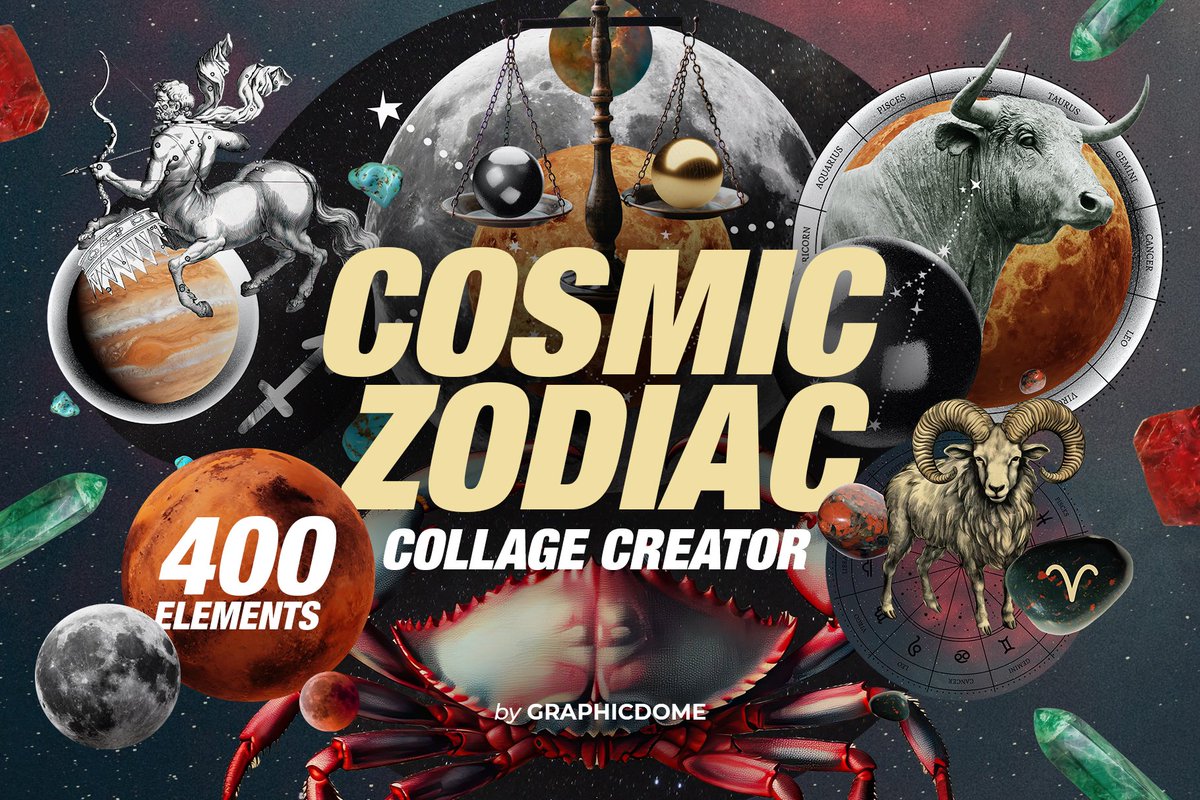 Graphicdome's tweet image. Check out new work on our @Behance profile: "Cosmic Zodiac Collage Creator" be.net/gallery/176552…