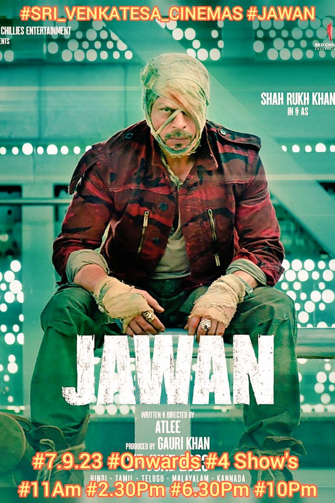 SriVenkatesaCin's tweet photo. #srivenkatesacinemas #JawanOn7September #jawanposter #jawansrk #svctrichy #thiruvanaikoil #srirangam #trichy #trichymovies #trichycinemas #KarthickRaja #karthickraja_pa JAWAN https://t.co/DFFsvddRAB
