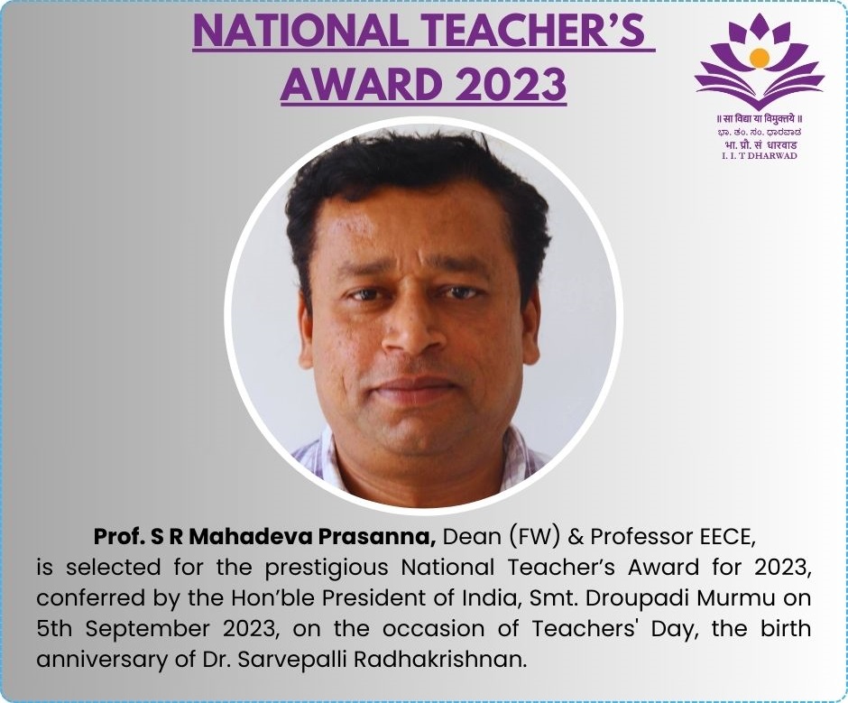 Namma_HD's tweet photo. Prof. S. R. Mahadeva Prasanna being presented with the 'National Teachers' Award for 2023' by the Hon’ble President of India
Smt. Droupadi Murmu on 5th September 2023.

@iitdhrwd

#NationalTeachersAward2023 #IITDharwad #Dharwad

https://t.co/V2IzE88Orp

https://t.co/0uNmXPxI32 https://t.co/hqueLgTkZh