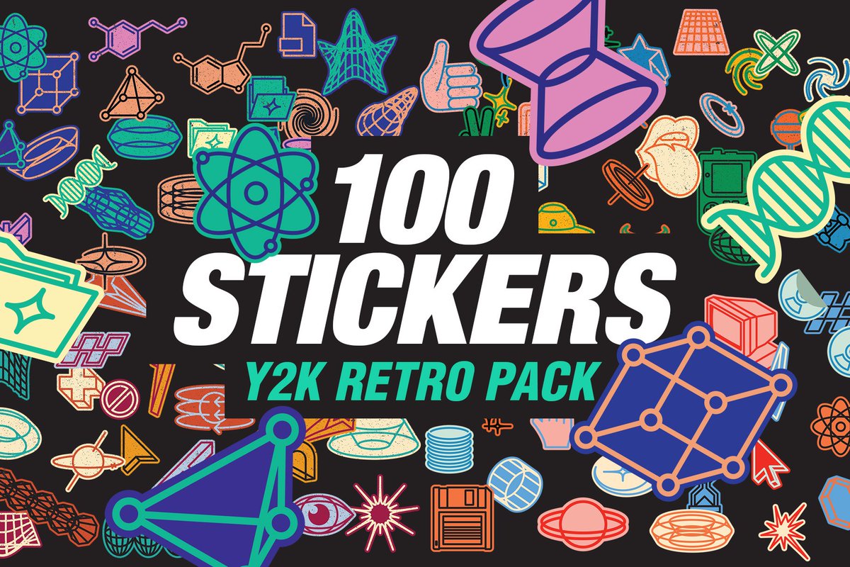 Graphicdome's tweet image. Check out new work on our @Behance profile: "100 Y2K Retro Stickers Pack" be.net/gallery/174032…