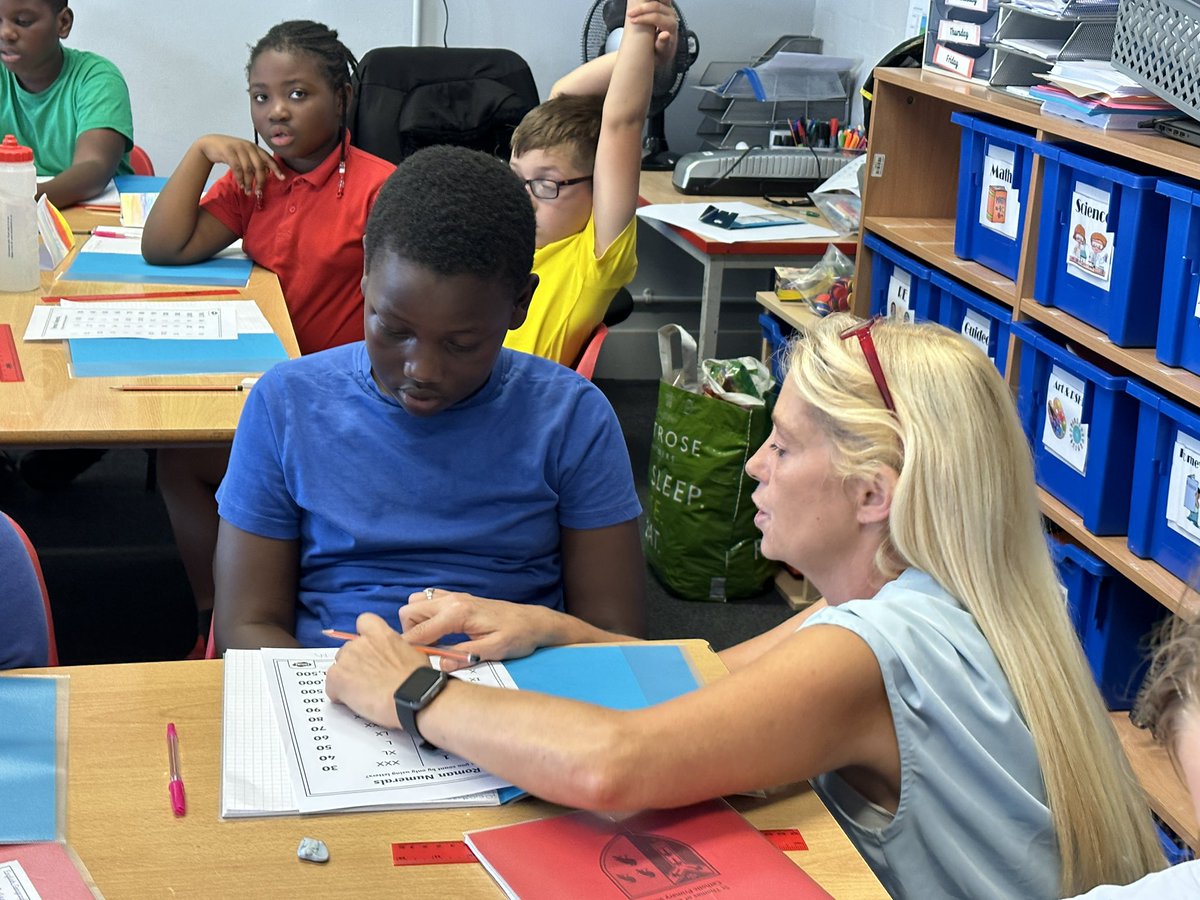 STOCSch's tweet photo. 5B are eager to give the correct answers in their Math lesson! They are working on Roman Numerals! Wow, they certain know their stuff! ๐๐ @STOCSch @WhiteRoseEd #romannumerals #numbersarefun https://t.co/JxIb4qVcbF