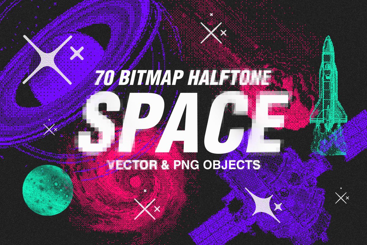Graphicdome's tweet image. Check out new work on our @Behance profile: "70 Space Bitmap Dither Vector &amp;amp; PNG" be.net/gallery/174031…