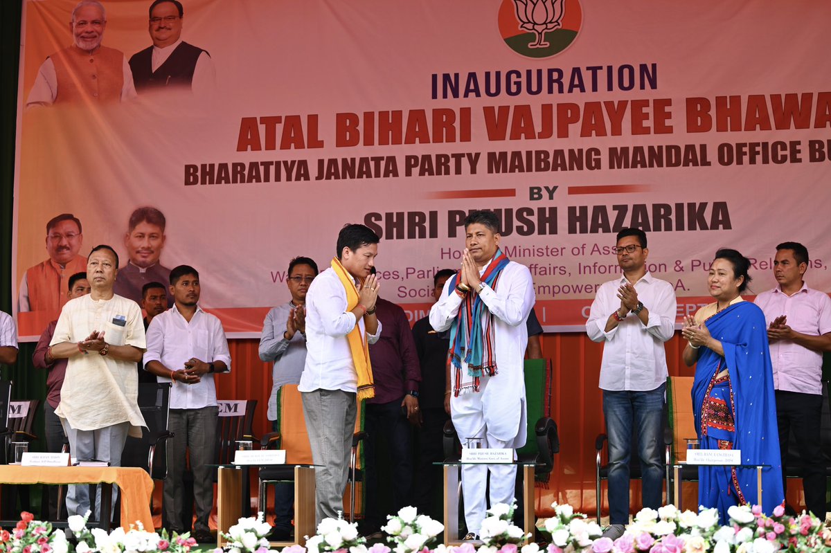 gorlosadebolal's tweet photo. The BJP Maibang Mandal's newly constructed building was inaugurated by Assam's Hon'ble Minister, Shri @Pijush_hazarika. Attended by EMs DHAC, BJP members &amp; local residents, it will serve as the party's headquarters and hub for activities. https://t.co/TfmBItf4QB